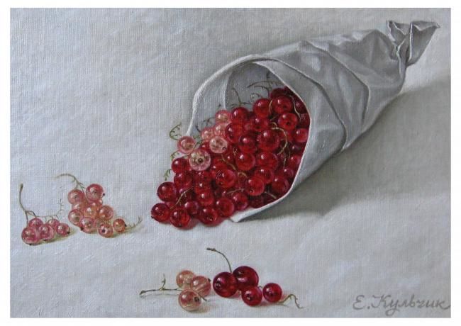 Painting titled "кулёк смородины" by Елена Кульчик, Original Art, Oil