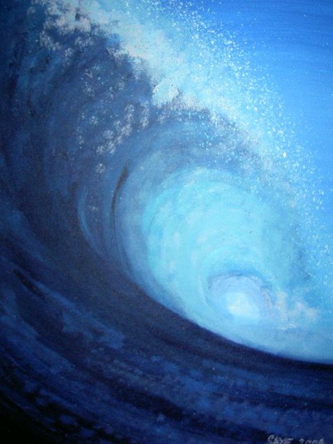 Painting titled "The Perfect Wave?" by Gaye Hunter-Gornall, Original Artwork, Oil