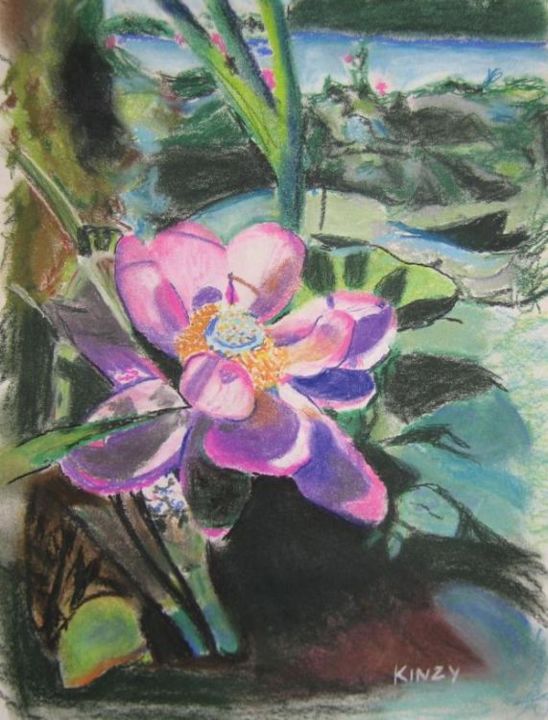 Drawing titled "Pink Lotus" by Gaylene, Original Artwork