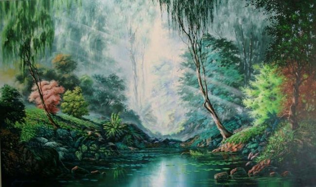 Painting titled "Paisaje de Venezuela" by Juan Carlos Gayoso, Original Artwork, Oil