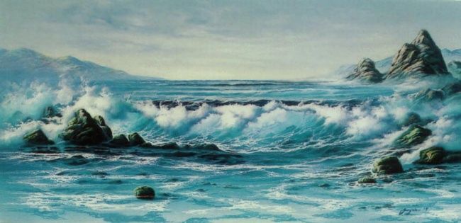 Painting titled "Playa de Venezuela" by Juan Carlos Gayoso, Original Artwork, Oil