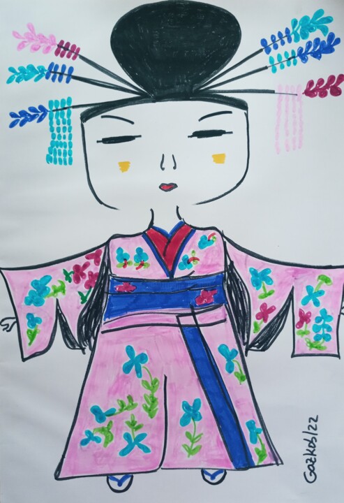 Drawing titled "Lovely japanese" by Gazkob, Original Artwork, Marker