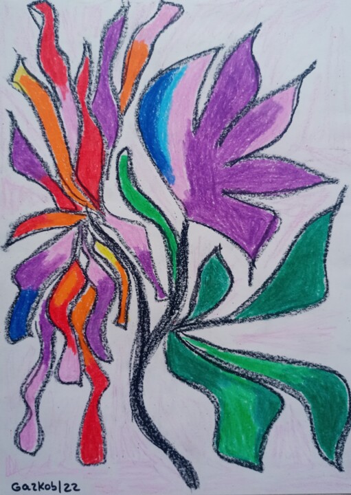 Dessin intitulée "Inspiring flowers -…" par Gazkob, Œuvre d'art originale, Cire