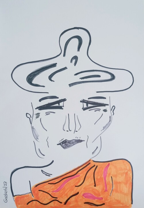 Drawing titled "The monk" by Gazkob, Original Artwork, Marker