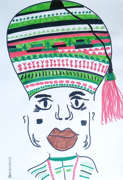 Drawing titled "The african" by Gazkob, Original Artwork, Marker