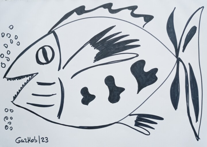 「Fresh fish」というタイトルの描画 Gazkobによって, オリジナルのアートワーク, マーカー