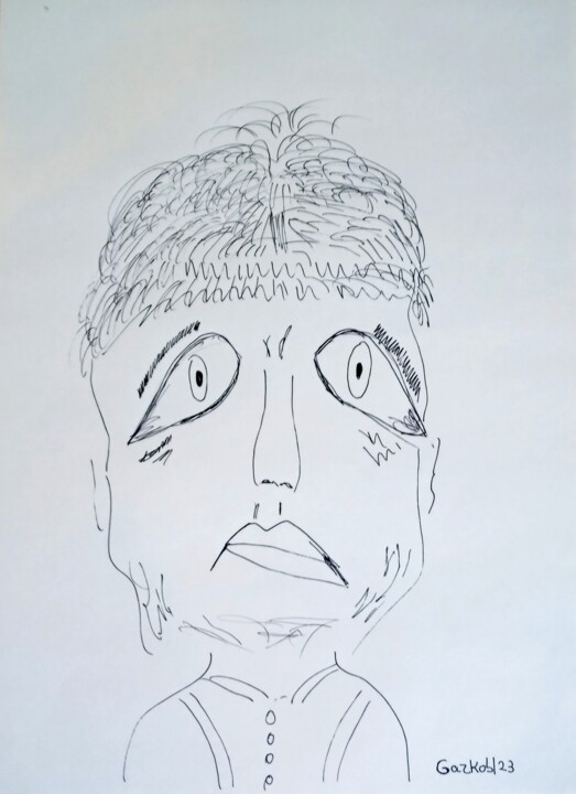 Dessin intitulée "By the psychologist" par Gazkob, Œuvre d'art originale, Stylo à bille