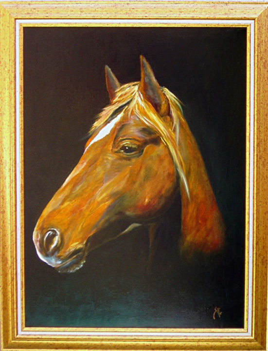 Painting titled "Espiègle" by Georges Sittler, Original Artwork, Oil Mounted on Wood Stretcher frame