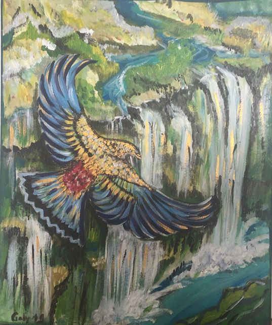 Peinture intitulée "quand l'aigle vole" par Galy, Œuvre d'art originale, Acrylique