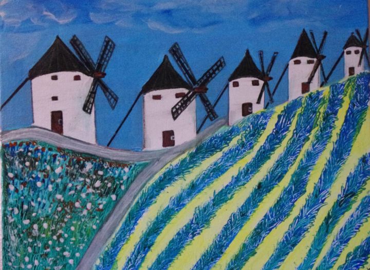 Pintura titulada "Moulin-de-la-mancha…" por Jojo 66, Obra de arte original, Acrílico