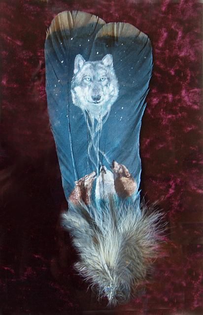 Pittura intitolato "Spirit of the wolf" da Sharon L Hill, Opera d'arte originale