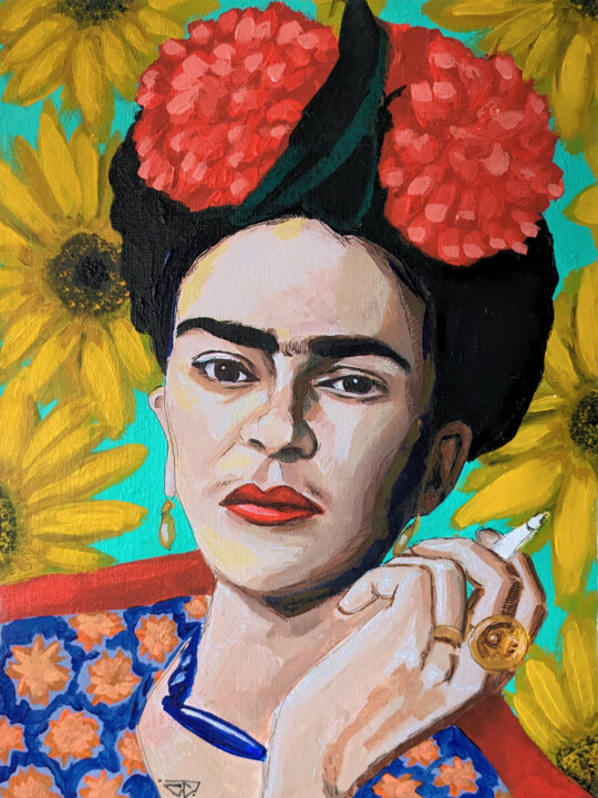 Pittura intitolato "Frida Kahlo artiste…" da G. Carta, Opera d'arte originale, Acrilico Montato su Telaio per barella in leg…