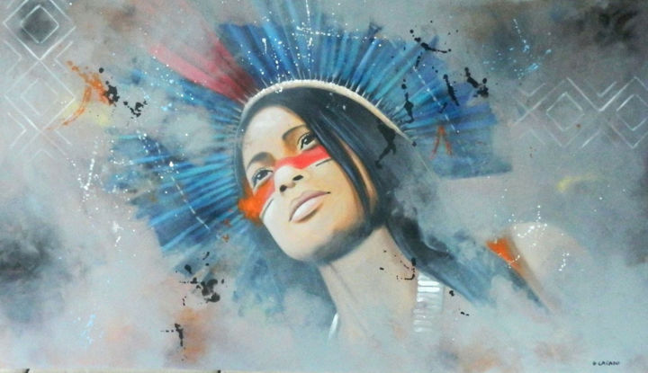 Peinture intitulée "Kamayurá 05" par Geraldo Casado, Œuvre d'art originale, Acrylique
