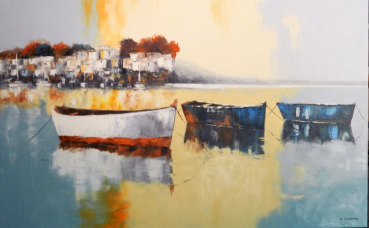 Pintura intitulada "Cores do mar" por Geraldo Casado, Obras de arte originais, Óleo Montado em Maca de lona