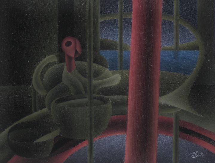 Dessin intitulée "The Being is Hollow…" par Gerrit Cnossen, Œuvre d'art originale, Pastel Monté sur Carton