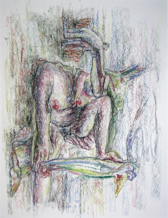 Drawing titled "Beckoning to the st…" by Gerrit Cnossen, Original Artwork, Pastel Mounted on Cardboard