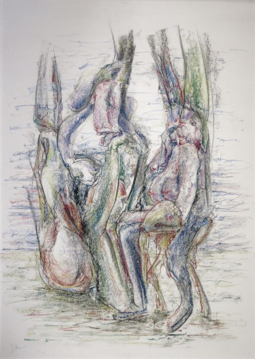 Drawing titled "By upholding  his a…" by Gerrit Cnossen, Original Artwork, Pastel Mounted on Cardboard