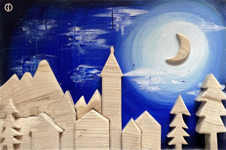 Painting titled "Al chiaro di luna" by Gabriele Doglietto, Original Artwork, Acrylic