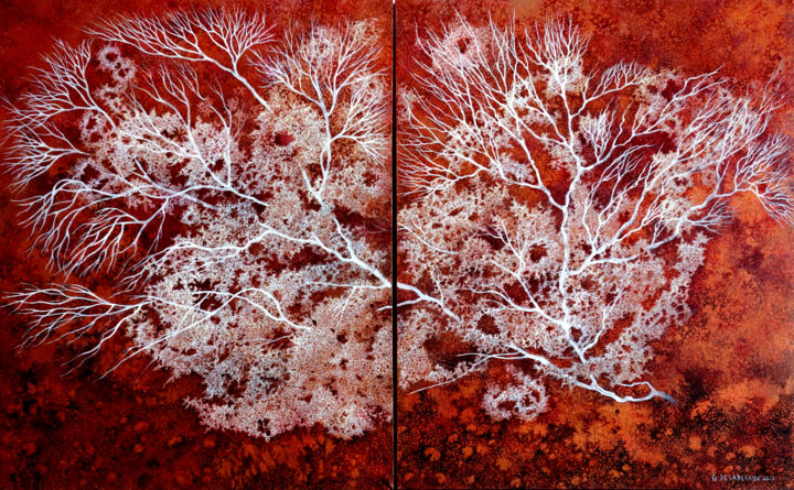 Peinture intitulée "branchages" par Gisiane Desabliaux, Œuvre d'art originale, Huile Monté sur Châssis en bois