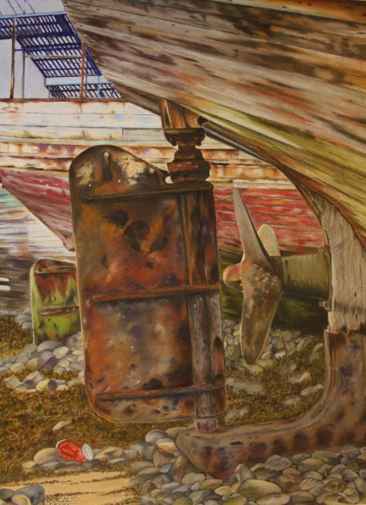 Painting titled "La canette abandonn…" by Gérard Nicaud, Original Artwork, Pastel