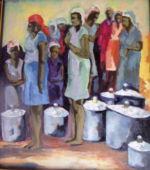 Pintura intitulada "We sell salt" por Roger Geaniton, Obras de arte originais, Óleo