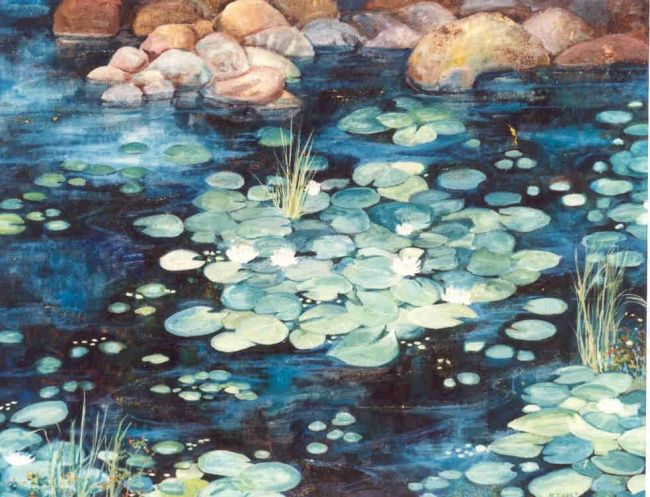 Pintura titulada "Water Lilies" por Marta Goebel-Pietrasz, Obra de arte original