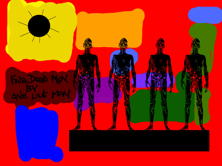 Digital Arts titled "Four Dead Men" by Gee Shepherd, Original Artwork, Digital Painting