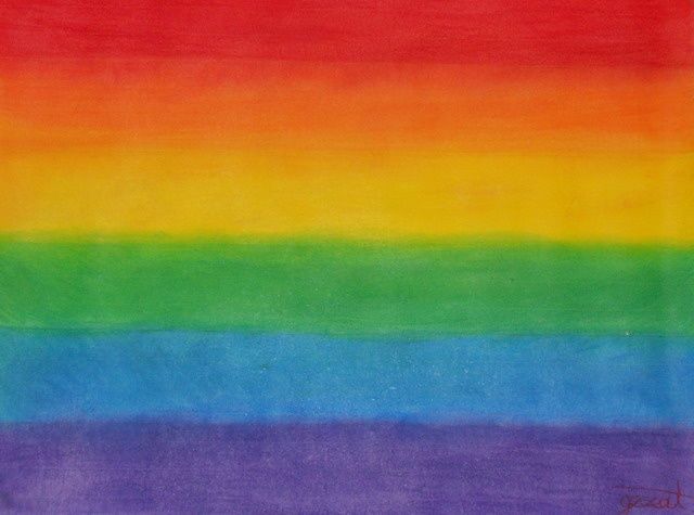 Painting titled "GAY flag" by Geecat, Original Artwork, Oil