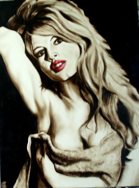 Painting titled "brigitte bardot" by Geert Coucke, Original Artwork, Oil