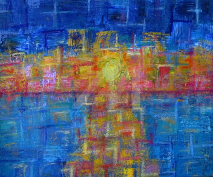 Peinture intitulée "coucher de soleil" par Gège Salliahc, Œuvre d'art originale, Acrylique