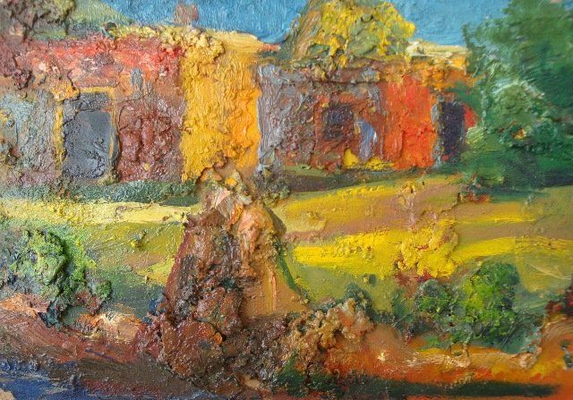 Peinture intitulée "In the village" par Armen Asatryan, Œuvre d'art originale