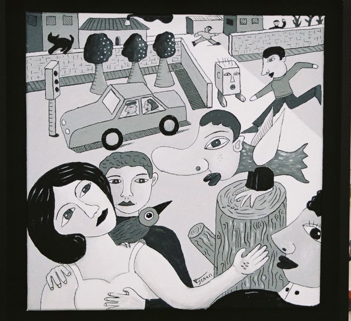 "Dans la rue n° 7 #a…" başlıklı Tablo François Gehan tarafından, Orijinal sanat, Akrilik Ahşap Sedye çerçevesi üzerine monte…