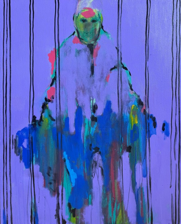 Malerei mit dem Titel "Purple aura" von Gela Mikava, Original-Kunstwerk, Acryl