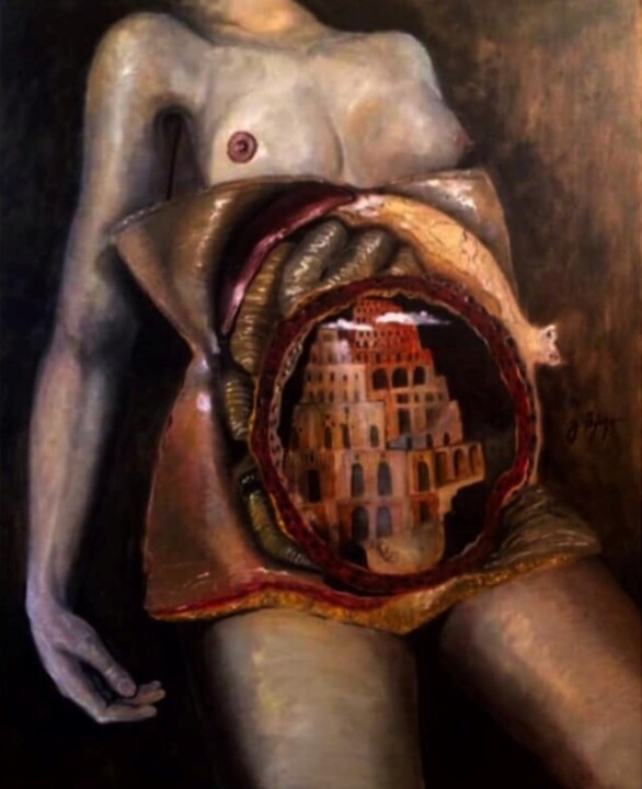 Peinture intitulée "The birth of the ab…" par Gela Mikava, Œuvre d'art originale, Huile