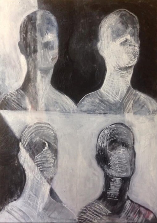 Картина под названием "The Four" - Gela Mikava, Подлинное произведение искусства, Масло
