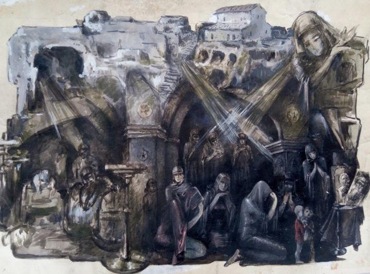 "Молитва перед боем" başlıklı Resim Gela Philauri tarafından, Orijinal sanat, Suluboya