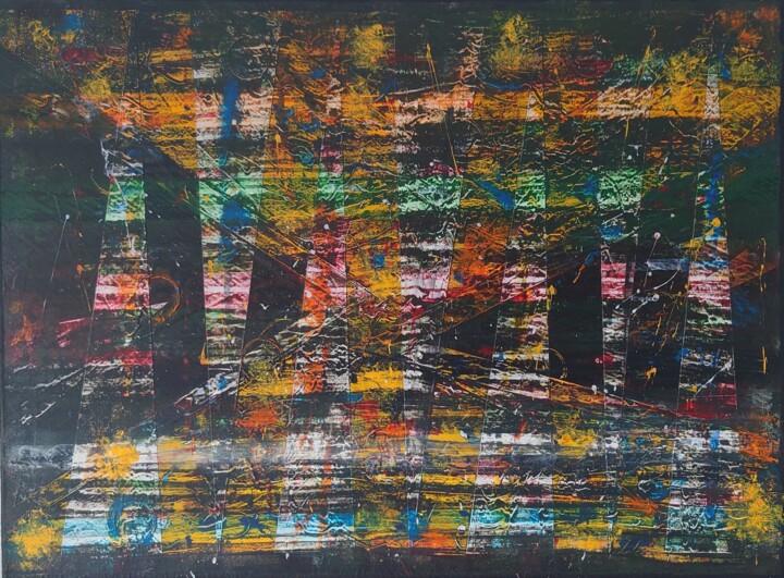 Painting titled "Flou" by Gemel Zouggar, Original Artwork, Acrylic Mounted on Wood Stretcher frame