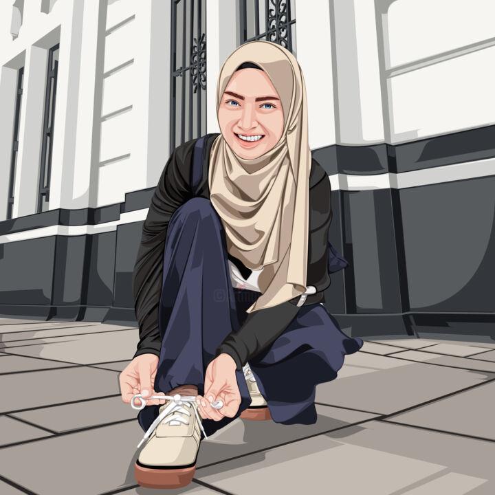 Tekening getiteld "Minimalist Hijab Ve…" door Gemerlap Subuh, Origineel Kunstwerk, 2D Digital Work