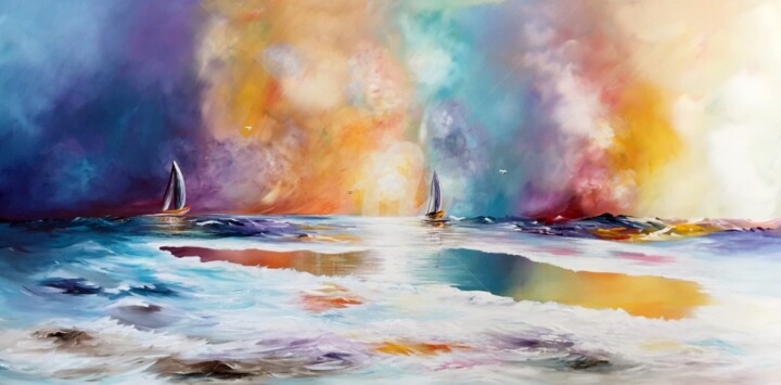 Pittura intitolato "Fantasy Sailing" da Gena Genadyj, Opera d'arte originale, Acrilico