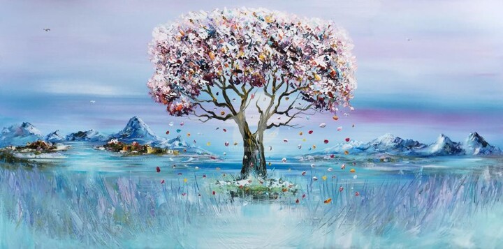 Painting titled "Trees" by Gena Genadyj, Original Artwork, Acrylic