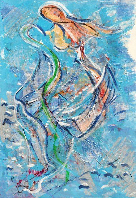 Peinture intitulée "Embarquement" par Gen, Œuvre d'art originale,