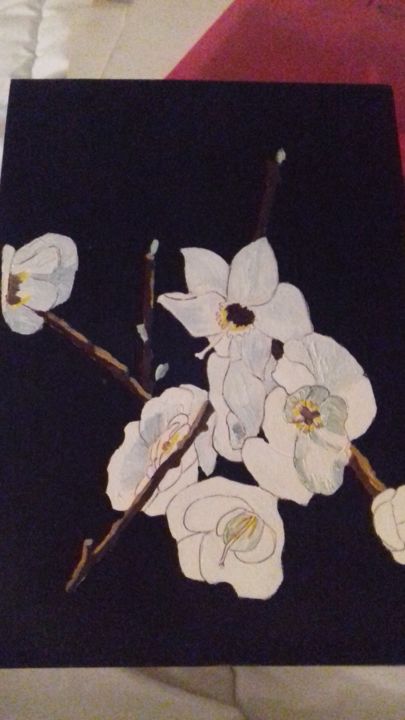 Pintura intitulada "Fleurs" por Laetitia Fleury, Obras de arte originais