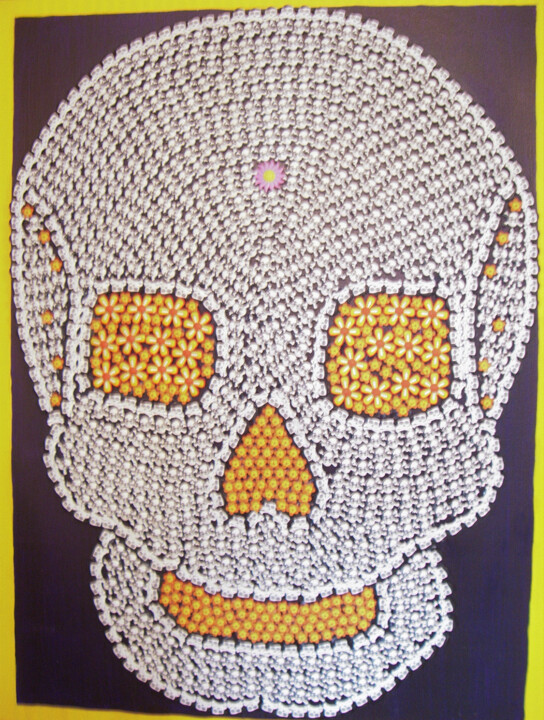 Collagen mit dem Titel "3D Day of the Dead,…" von Genedieve, Original-Kunstwerk, Acryl
