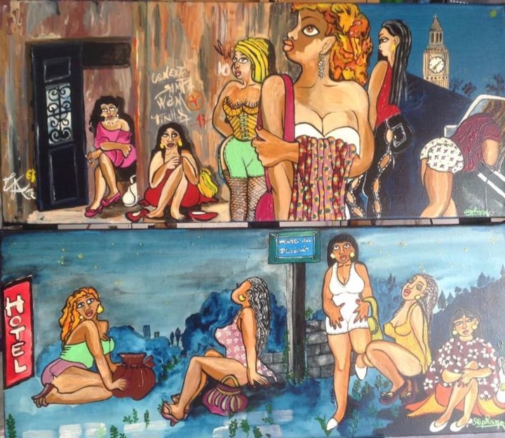 Peinture intitulée "Rue du plaisir" par Stephane Franco, Œuvre d'art originale, Acrylique