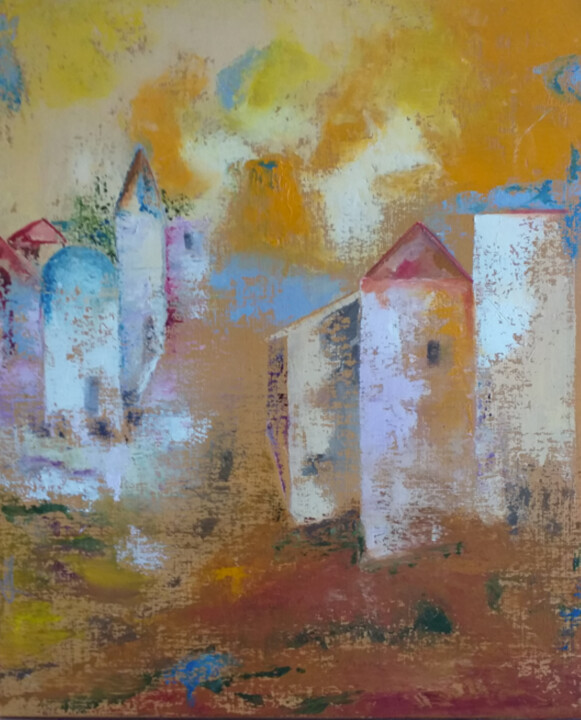 Painting titled "Hameau Ariégeois" by Geneviève Pace, Original Artwork, Oil