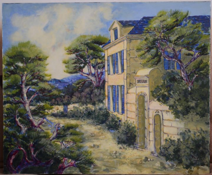 Painting titled "Maison de famille" by Bg, Original Artwork, Acrylic