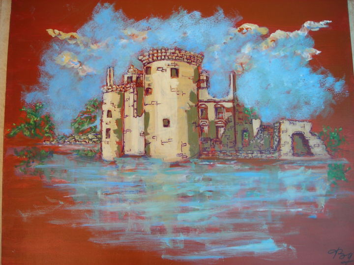 Peinture intitulée "Chateau dans les nu…" par Bg, Œuvre d'art originale, Acrylique