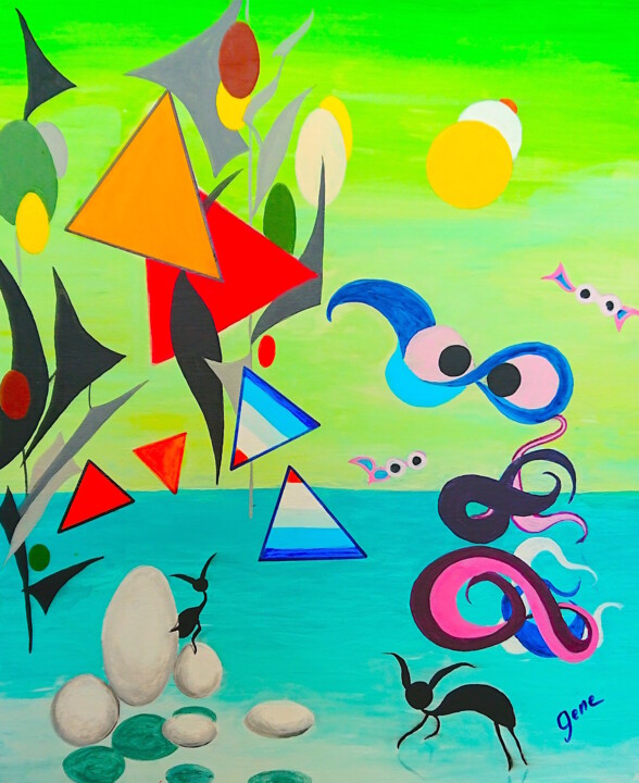 Schilderij getiteld "Hommage à Kandinsky…" door Gene, Origineel Kunstwerk, Acryl