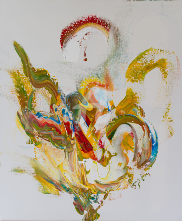 Painting titled "lily-acrylique-sur-…" by Geneviève Fleury-Anne, Original Artwork, Acrylic