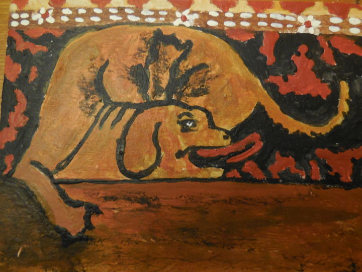 Incisioni, stampe intitolato "Tempéra (motif de p…" da Genevieve Fraysse, Opera d'arte originale, Tempera